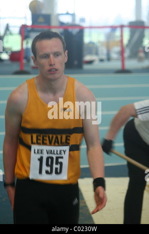 Denis Finnegan, lungo il ponticello, Lee Valley CA, il salto in lungo, atletica Foto Stock