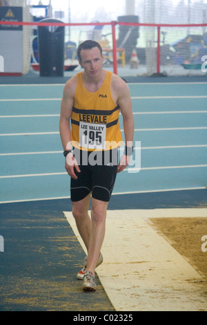 Denis Finnegan, lungo il ponticello, Lee Valley CA, il salto in lungo, atletica Foto Stock