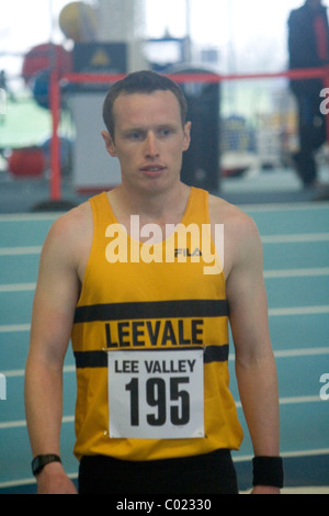 Denis Finnegan, lungo il ponticello, Lee Valley CA, il salto in lungo, atletica Foto Stock