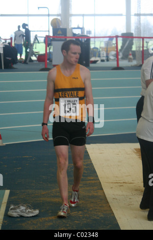 Denis Finnegan, lungo il ponticello, Lee Valley CA, il salto in lungo, atletica Foto Stock