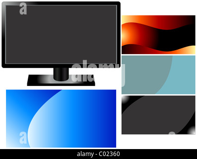 Il monitor di un computer o sullo schermo della TV con diversi sfondi dello schermo Foto Stock
