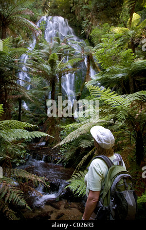 Il Fiume Waikato precipita verso Cascate Huka vicino a Taupo, Nuova Zelanda Foto Stock