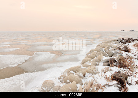 Dutch Winter paesaggio con mare congelato Foto Stock