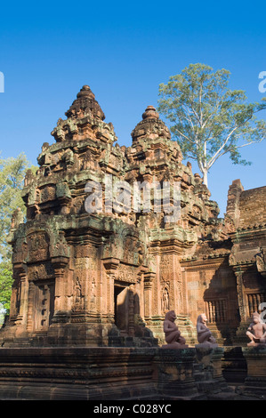 Il Banteay Srei temple, Banteay Srey, Siem Reap, Cambogia, Indocina, sud-est asiatico Foto Stock