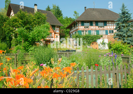 Case coloniche con Giardini da cottage in Amlikon-Bissegg, Canton Turgovia, Svizzera, Europa Foto Stock