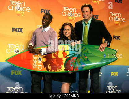 Elia Kelley, Nikki Blonsky e John Travolta Teen Choice Awards 2007 - Sala stampa al Amphitheatre di Gibson, universale Foto Stock