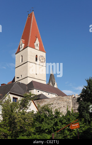 Wehrkirche chiesa fortificata, Weissenkirchen nella Wachau, Waldviertel, Austria Inferiore, Austria, Europa Foto Stock