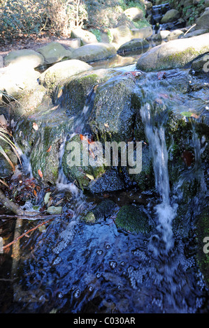 Acqua corrente in una piccola cascata in Queens Park Brighton Foto Stock