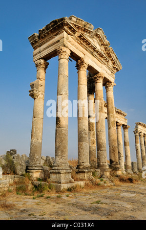 Rovine presso il sito archeologico romano di Apameia, Apamea, Qalaat al Mudiq, Siria, Medio Oriente e Asia Orientale Foto Stock
