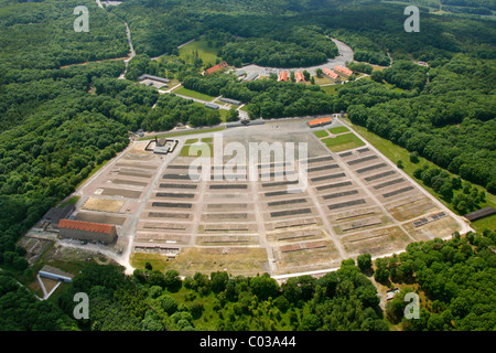 Vista aerea, ex trasporto nel campo di concentramento di Buchenwald nei pressi di Weimar, Turingia, Germania, Europa Foto Stock