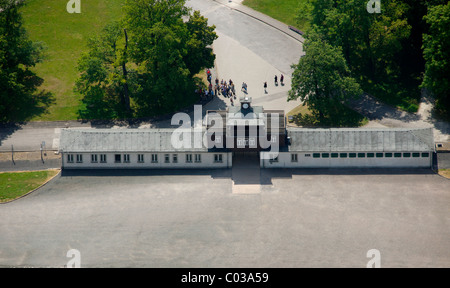 Vista aerea, ex trasporto nel campo di concentramento di Buchenwald nei pressi di Weimar, Turingia, Germania, Europa Foto Stock