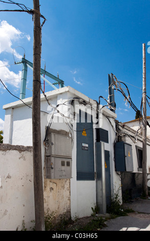 Piccola sottostazione elettrica, Bornos, Andalusia, Spagna, Europa Foto Stock