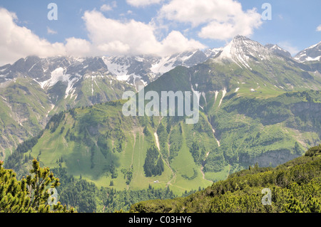 Centrale di cresta principale dell'Algovia orientale delle Alpi, visto dal Gugger vedere il lago, Oberstdorf, Allgaeu, Baviera, Germania, Europa Foto Stock