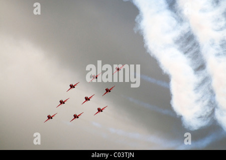 Le frecce rosse team display a raf leuchars airshow nel settembre 2010 Foto Stock