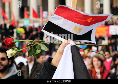 In solidarietà, in defiance: giornata di azione globale per l'Egitto. Trafalgar Square, Londra Foto Stock