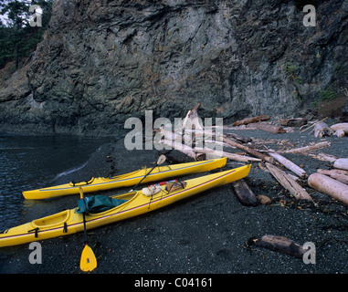 Kayak da mare sulla spiaggia di San Juan Islands, Washington Foto Stock