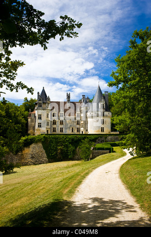 Chateau de Puyguilhem, XVI secolo architettura rinascimentale a Villars in Dordogne, Francia Foto Stock