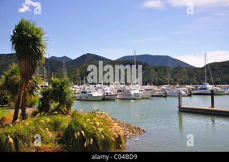 Havelock Marina, Havelock, regione di Marlborough, Isola del Sud, Nuova Zelanda Foto Stock