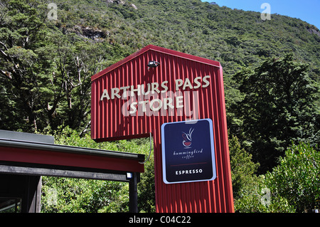 Arthur's Pass Store & Cafe, Arthur's Pass National Park, Canterbury, Isola del Sud, Nuova Zelanda Foto Stock