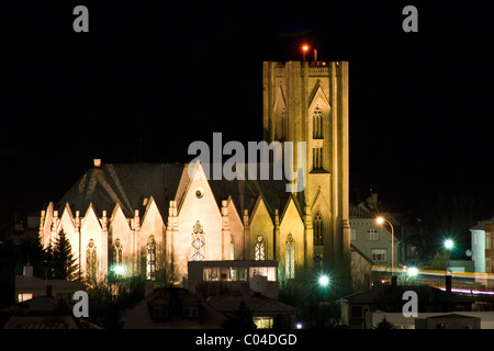 Landakotskirkja a Reykjavik, Islanda, è la cattedrale della Chiesa cattolica in Islanda. Foto Stock