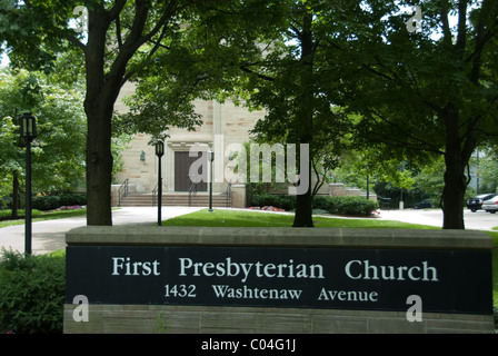 La prima chiesa presbiteriana di Ann Arbor Foto Stock