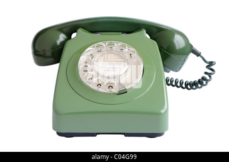 Il vecchio telefono verde Foto Stock