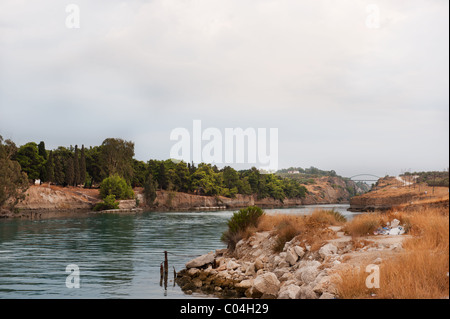 Canale di Corinto in Grecia token dal lato nord Foto Stock