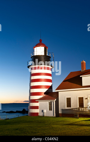 West quoddy head light , lubec, Maine, Stati Uniti d'America Foto Stock