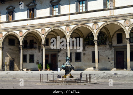 Piazza SS.Annunziata, Loggiato Servi di Maria, Firenze (Firenze), il Sito Patrimonio Mondiale dell'Unesco, Toscana, Italia, Europa Foto Stock