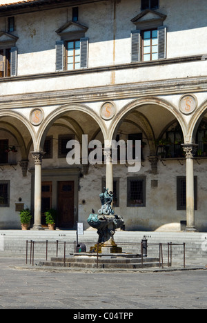 Piazza SS.Annunziata, Loggiato Servi di Maria, Firenze (Firenze), il Sito Patrimonio Mondiale dell'Unesco, Toscana, Italia, Europa Foto Stock