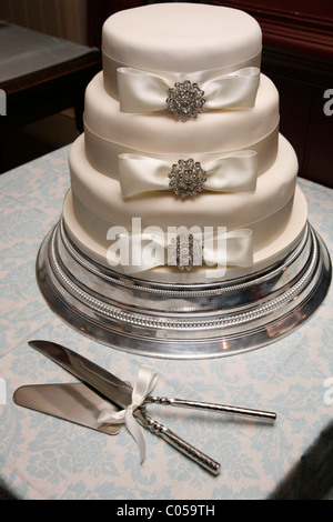 Tre tier torta nuziale Foto Stock