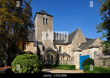 Celebre Abbazia San Pietro (Saint Pierre) a Solesmes nel dipartimento della Sarthe nella regione del Pays-de-la-Loire Foto Stock