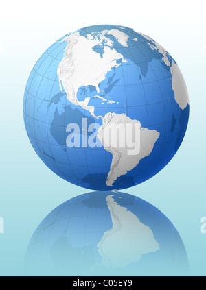 Pianeta Terra con isolati su sfondo bianco Foto Stock