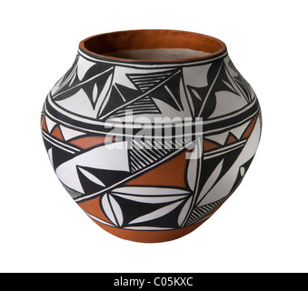 Una mano avvolto e dipinto Acoma pueblo pot indiano Foto Stock