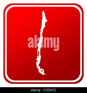 Il Cile rosso pulsante mappa isolati su sfondo bianco. Foto Stock