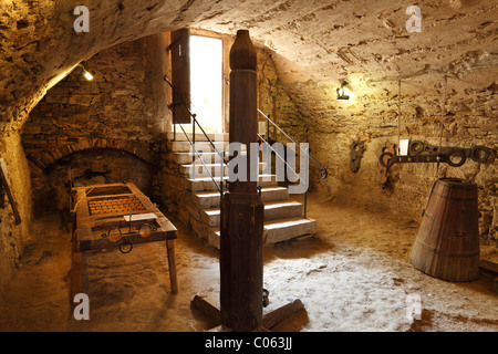 Camera di Tortura nel castello di Pappenheim, Altmuehltal regione, Media Franconia, Franconia, Baviera, Germania, Europa Foto Stock