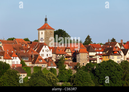 Siebersturm tower, Rothenburg ob der Tauber, Strada Romantica, Media Franconia, Franconia, Baviera, Germania, Europa Foto Stock