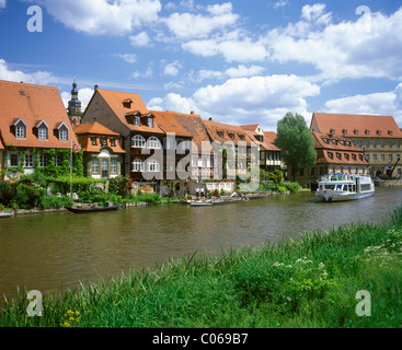 La piccola Venezia sul fiume Regnitz, Bamberg, Baviera, Germania, Europa Foto Stock