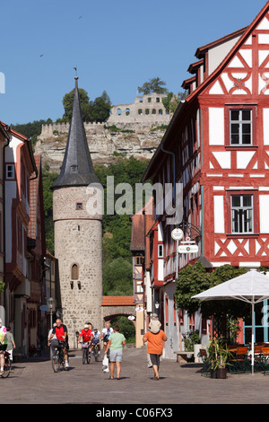 Maintor gate e castello Karlsburg rovina, Karlstadt, regione Main-Franconia, bassa Franconia, Franconia, Baviera, Germania, Europa Foto Stock