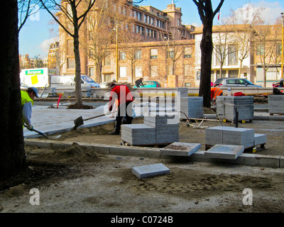 Parigi, Francia, Street Scenes, T3 Tramway Construction Site, lavoratori, lavoratori francia Foto Stock