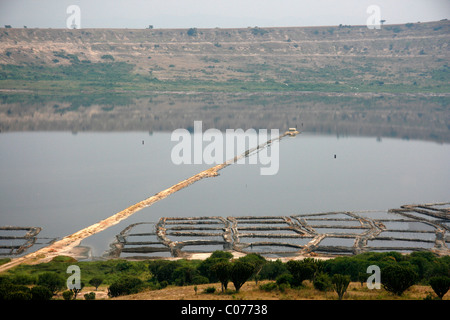 Estrazione del sale in Lake Katwe vicino alla Queen Elizabeth National Park, Uganda occidentale Foto Stock