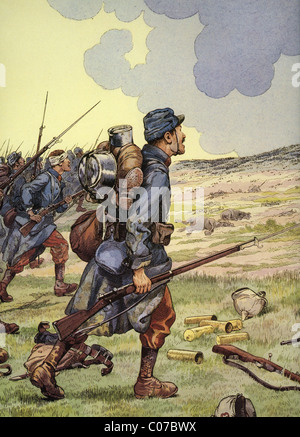 Lavoro (Jacques Onfroy de Breville) - illustratore francese (1858 - 1931) Prima Guerra Mondiale - 1914-1918: Francese Fante Foto Stock