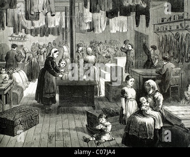 Vista interna di una capanna costruita dai coloni mennonist in Kansas. Stati Uniti. Foto Stock