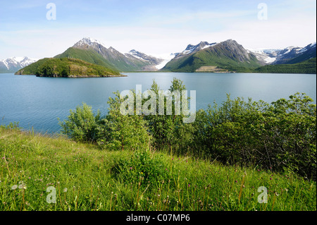 Per RV 17 coast road, Norvegia del Nord, Norvegia, Scandinavia, Europa Foto Stock