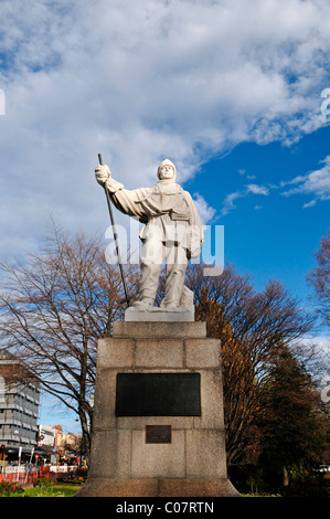 Robert Falcon Scott antartide explorer statua memorial Christchurch Nuova Zelanda riconoscere il riconoscimento Foto Stock