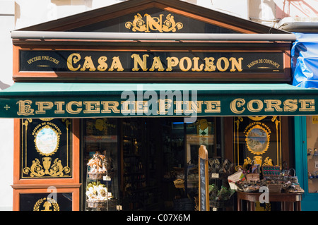 Negozio di specialità, la casa di Napoleone, Ajaccio, Corsica, Francia, Europa Foto Stock