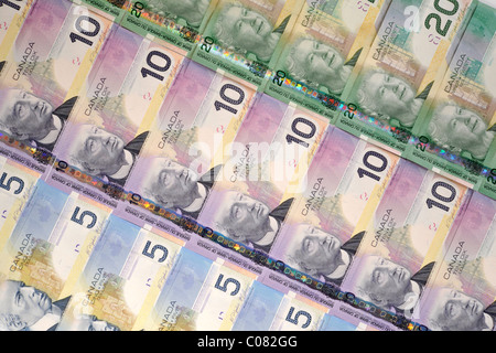 Varie Canadian Dollar banconote Foto Stock