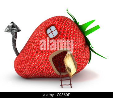 Strawberry House 3d reso per fini commerciali e web Foto Stock