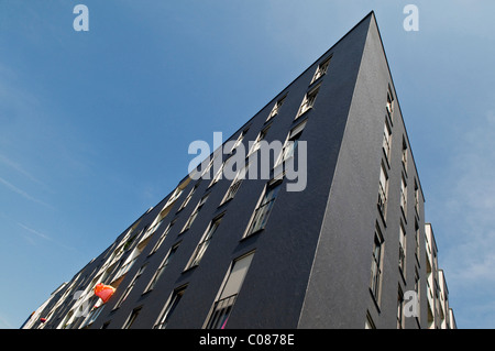 Moderno edificio di appartamenti, Am quartiere Arnulfpark housing development, Monaco di Baviera, Germania, Europa Foto Stock