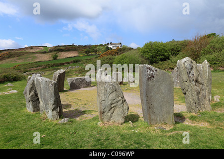 Drombeg Stone Circle, cultura megalitica, Glandore, Repubblica di Irlanda, Isole britanniche, Europa Foto Stock